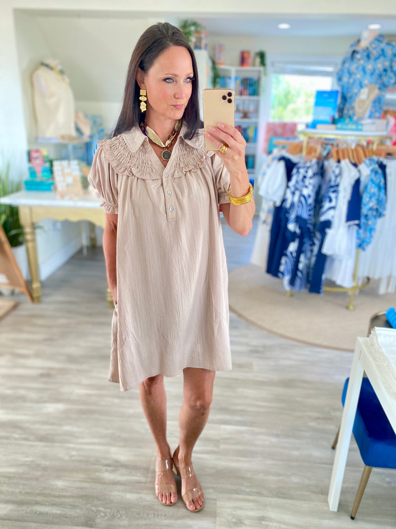 Textured Smocked Bust Mini Dress