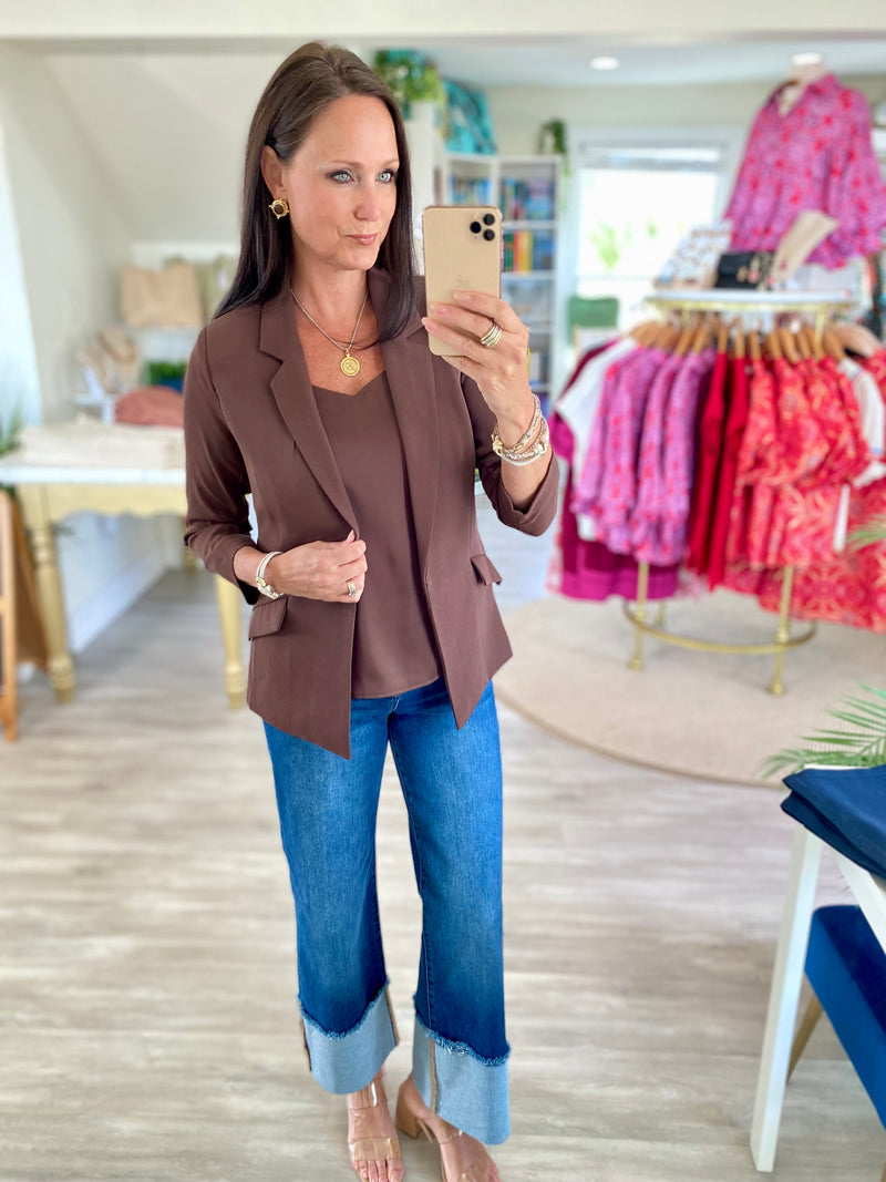 Eco Friendly Recycled Poly Shirred Sleeve Blazer