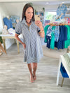 Contrast Band Stripe Short Sleeve Mini Dress