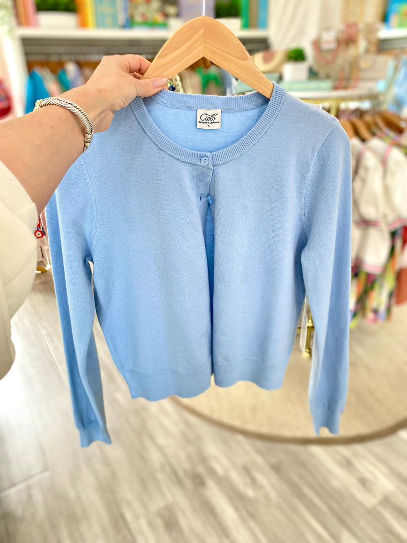 Cropped Crew Neck Button Down Cardigan
