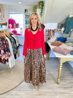 Animal Print Smocked Waist Maxi Skirt