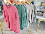 Washed 3/4 Sleeve Boxy Sweater