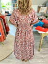 Floral Print Band Collar Midi Dress