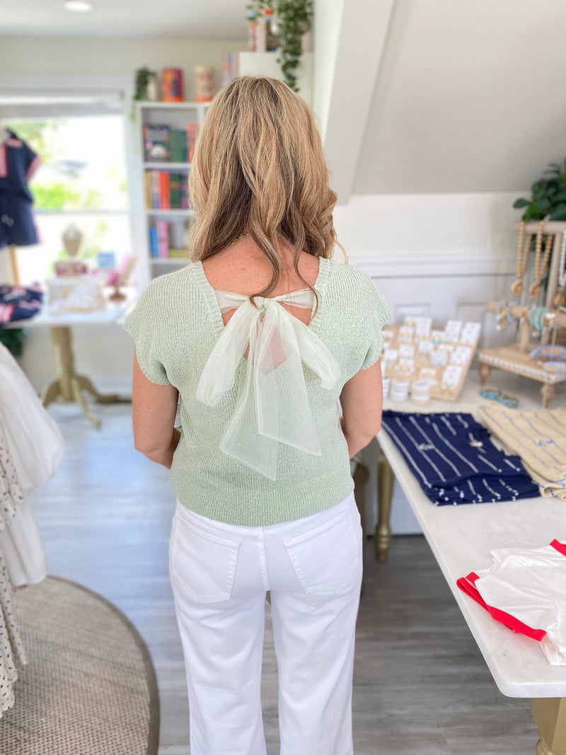 Lightweight Sheer Back Tie Sweater Top