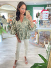 Long Sleeve Printed Babydoll Top