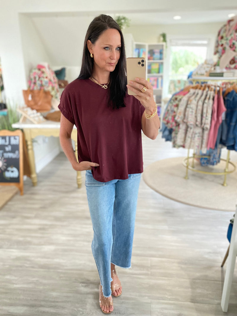 Solid Knit Dolman Sleeve Top