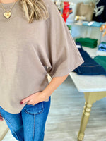 Solid Knit Dropped Shoulder Flare Sleeve Top