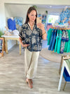 Floral Print Dolman Sleeve V Neck Top