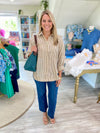 Stripe Front Pocket Top