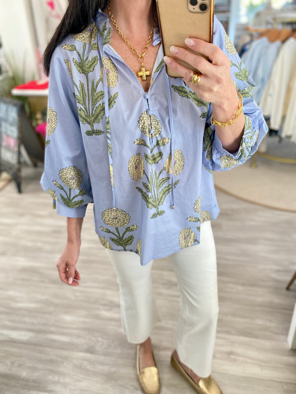 Floral Print Front Tie Top