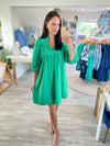 Textured Puff Sleeve Babydoll Dress