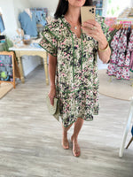 Abstract Print Front Tie Mini Dress