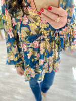 Gold Foil Floral Printed Top with Tassel Detail