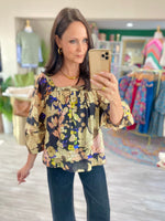 Square Neck Floral Print Top