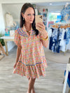 Ruffle Collar Short Sleeve Floral Dress