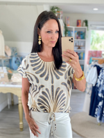 Boho Sunburst Print Tie Hem Top