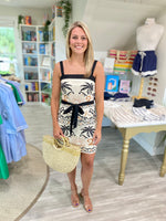 Tropical Print Tie Waist Mini Dress