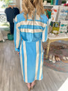 Satin Stripe Midi Wrap Dress