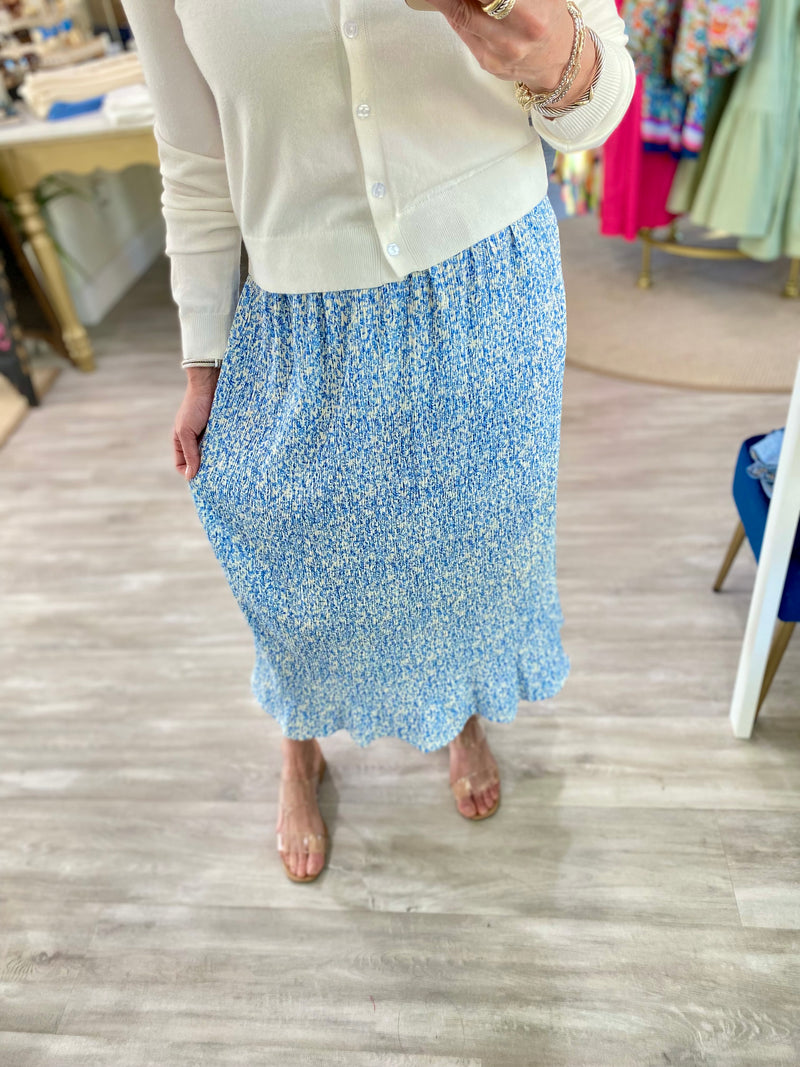 Floral Mini Pleat Midi Skirt