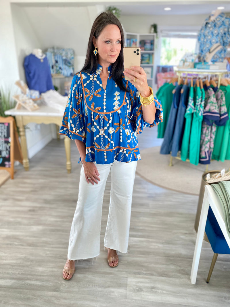 Abstract Honeycomb Print Top
