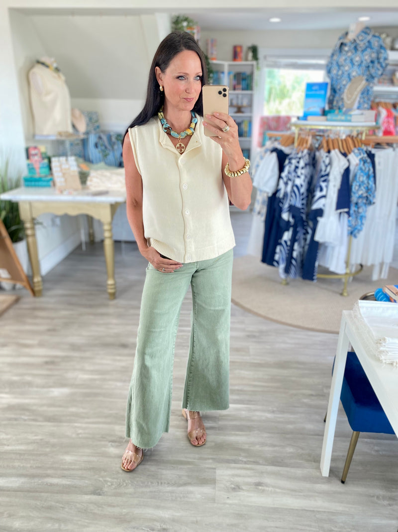 Tummy Control Mid Rise Wide Leg Jeans