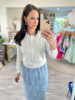 Cropped Crew Neck Button Down Cardigan