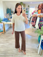 Ruffle & Pearl Neckline Top
