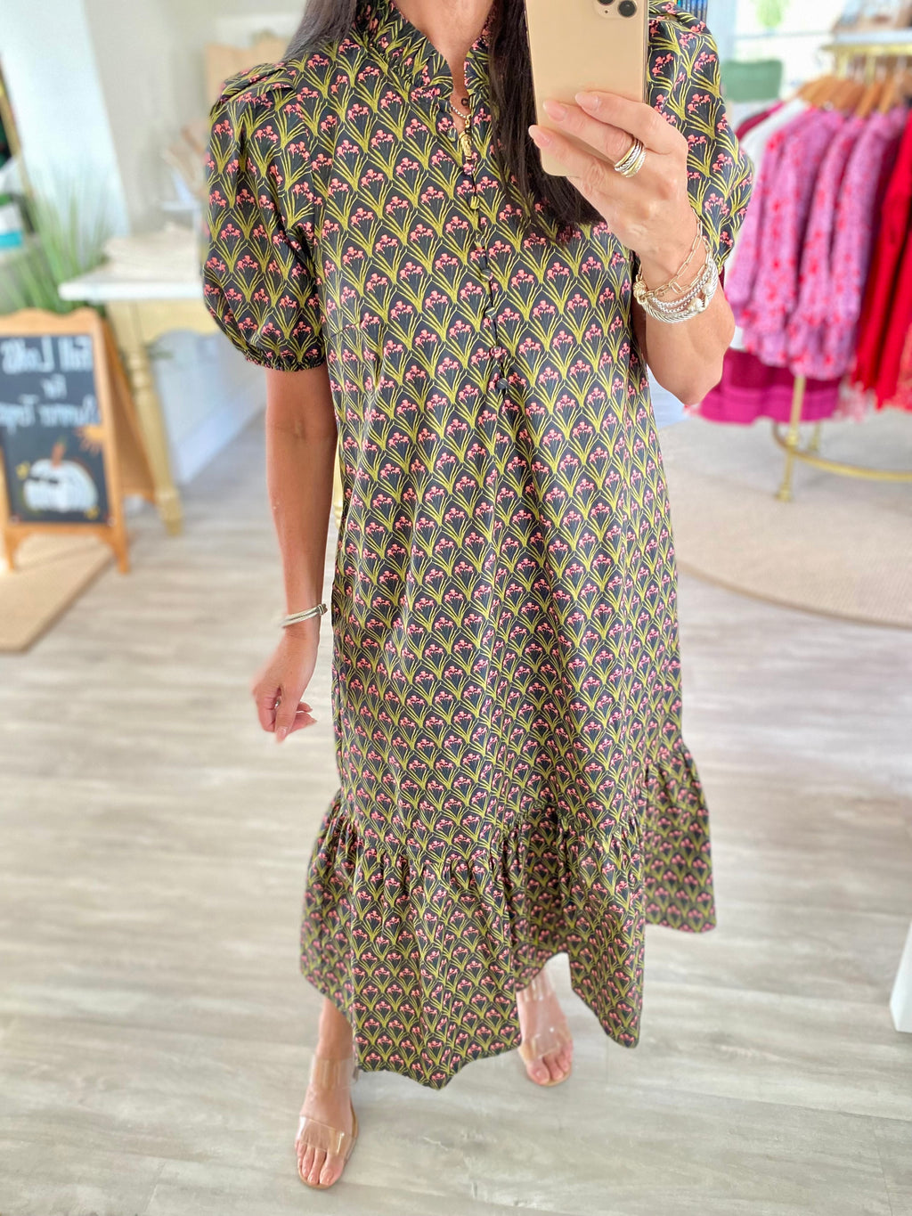 Floral Print Ruffle Hem Midi Dress