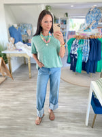 Corded Rib Short Sleeve Top