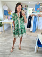 Floral And Contrast Stripe Mini Dress
