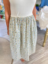 Twofer Floral Skirt Sweater Top Midi Dress