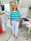 Wavy Stripe Scalloped Edge Lightweight Sweater