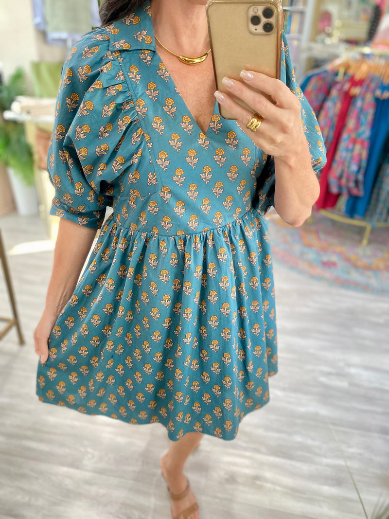 Floral Print Puff Sleeve Dress