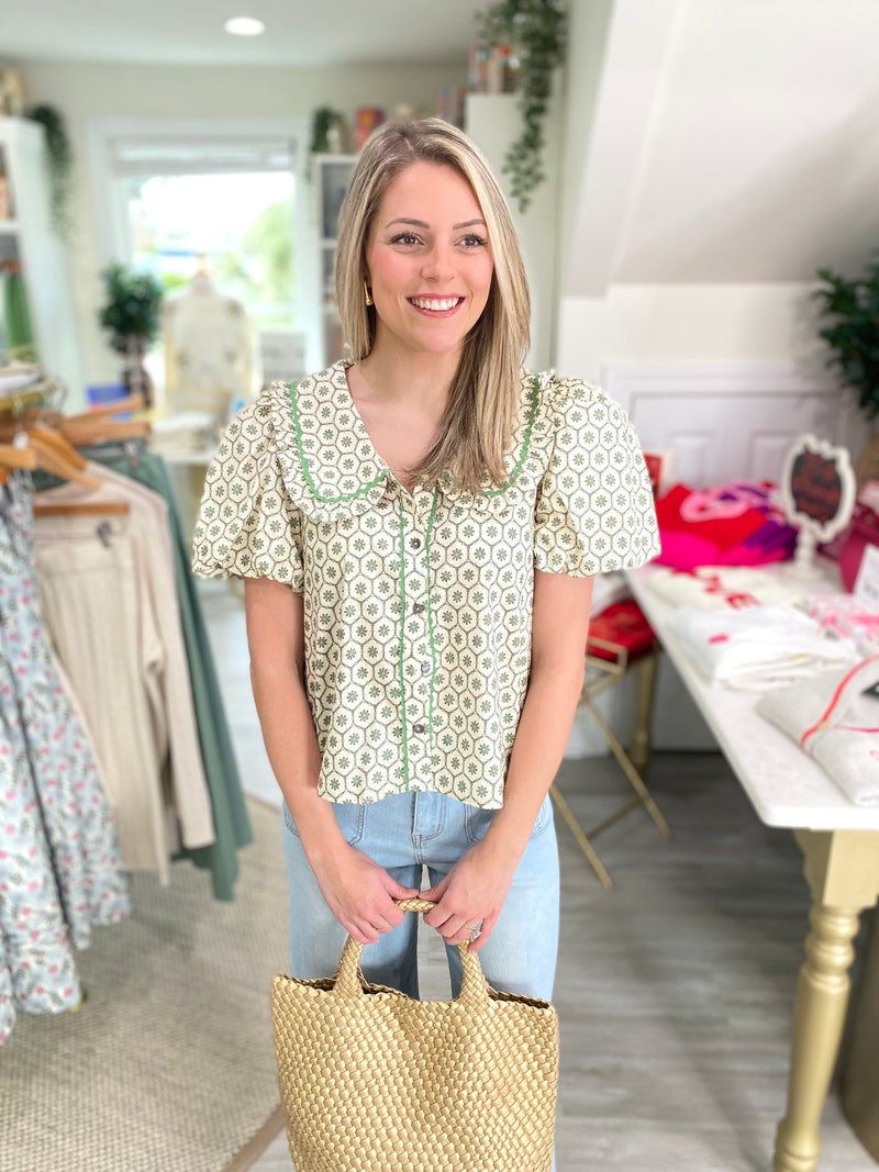 Floral Print Peter Pan Collar Top