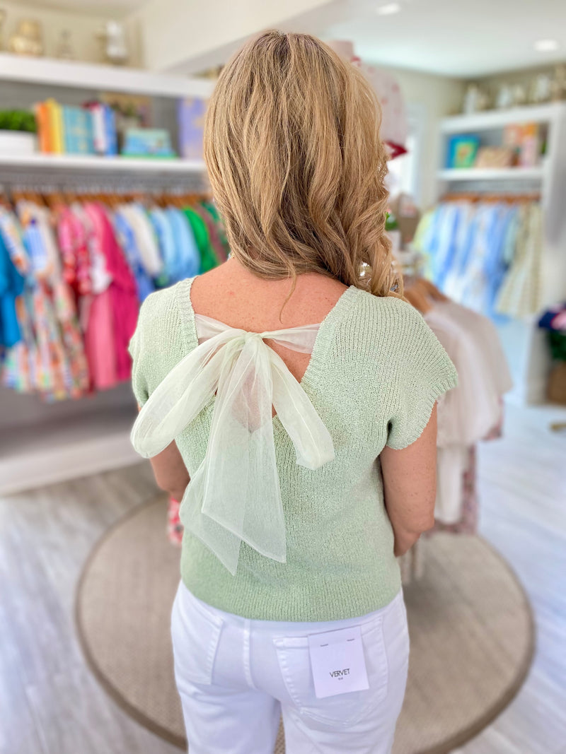 Lightweight Sheer Back Tie Sweater Top