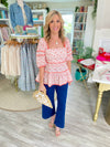 3/4 Sleeve Floral Print Peplum Top