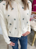 Floral Embroidered Button Up Cardigan