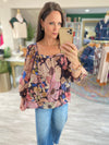 Square Neck Floral Print Top