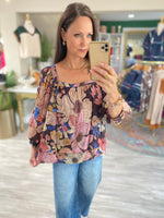 Square Neck Floral Print Top