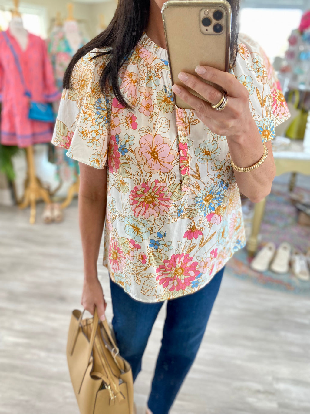 Day Lily Floral Ruffle Blouse
