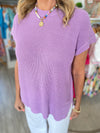 Oversized Crew Neck Side Slit Sweater
