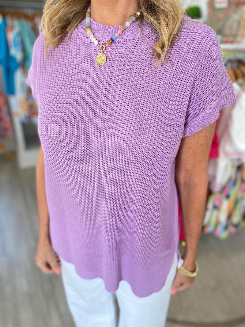 Oversized Crew Neck Side Slit Sweater