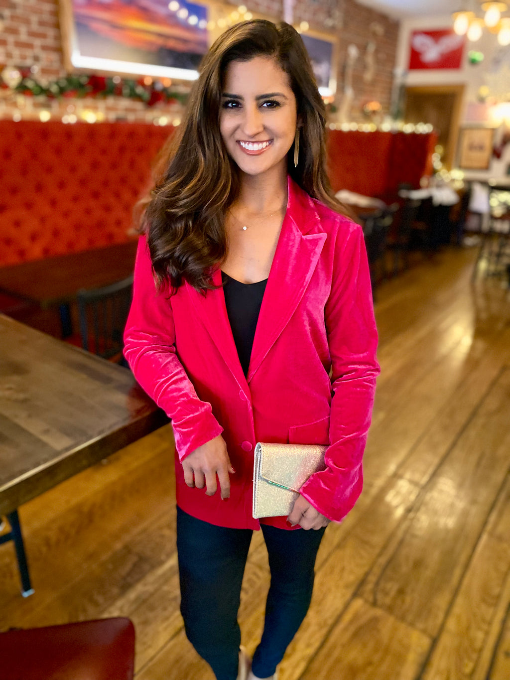 Velvet One Button Blazer