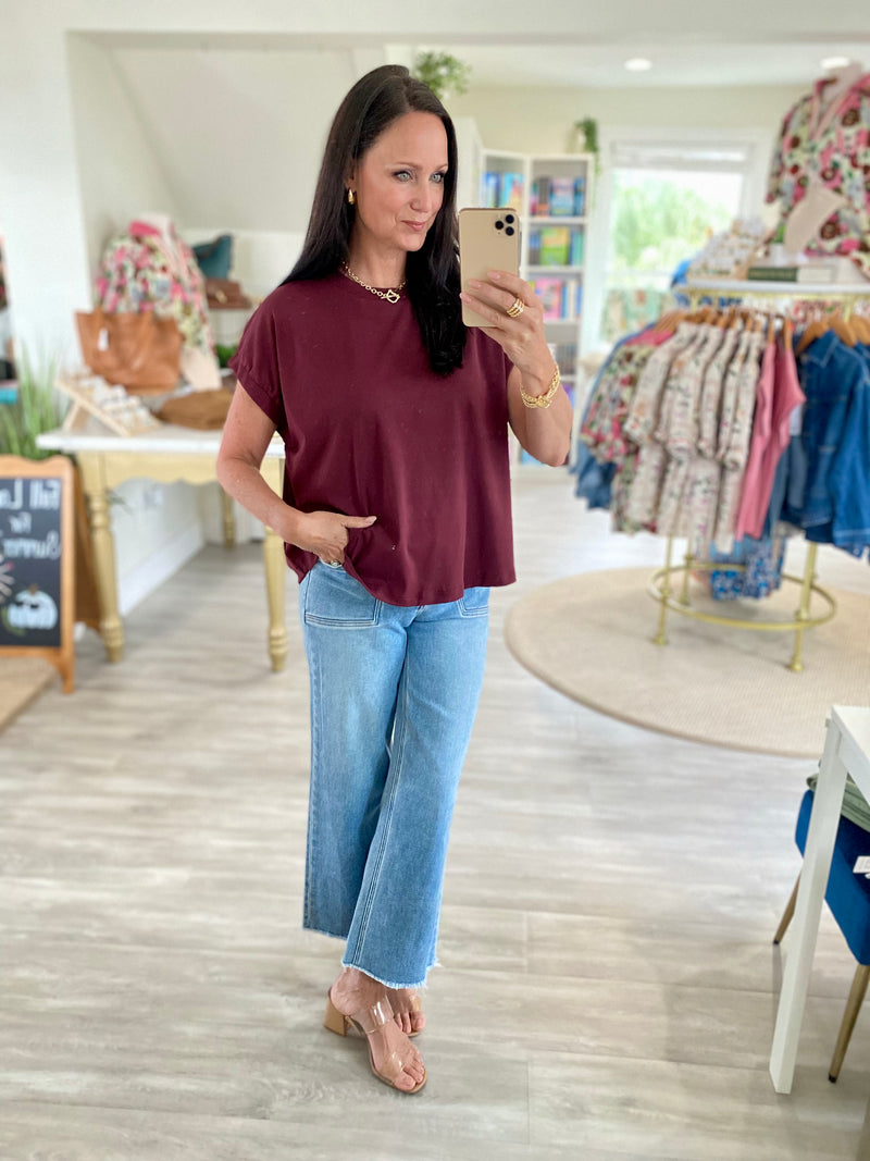 Solid Knit Dolman Sleeve Top