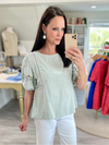 Embroidered Lace Puff Sleeve Top