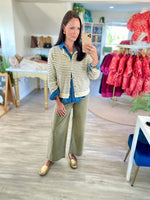 Lightweight Striped Button-Front Cardigan