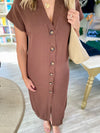 Button Front Knit Sweater Dress