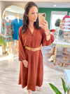 Midi Length Shirt Dress With Pockets