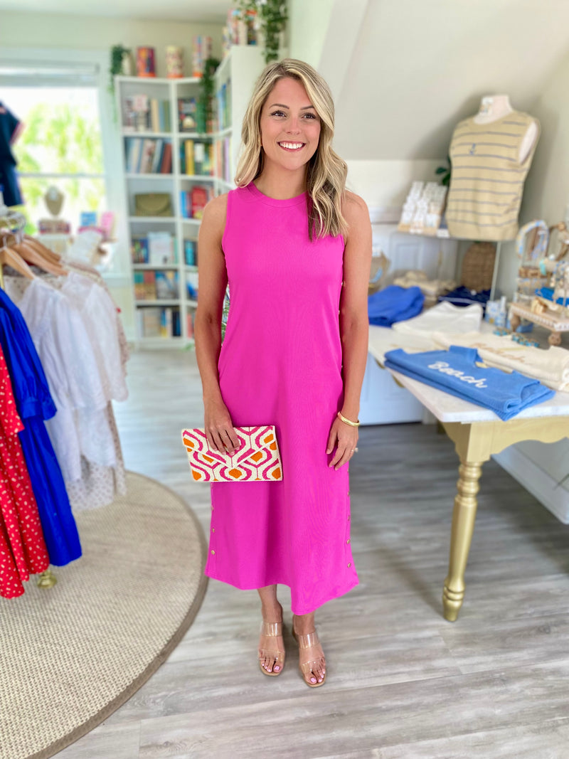 Ribbed Knit Sleeveless Midi Dress