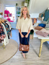 Dropped Shoulder Short Sleeve Button Cardigan